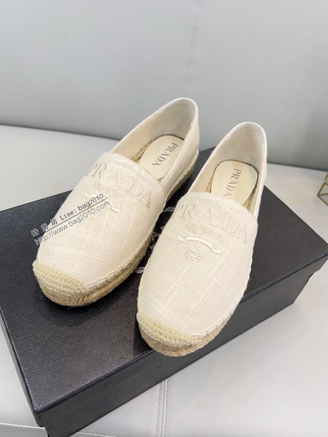 Prada虹彩炫色草編鞋女鞋 普拉達2022年早春緞面漁夫鞋 dx3219